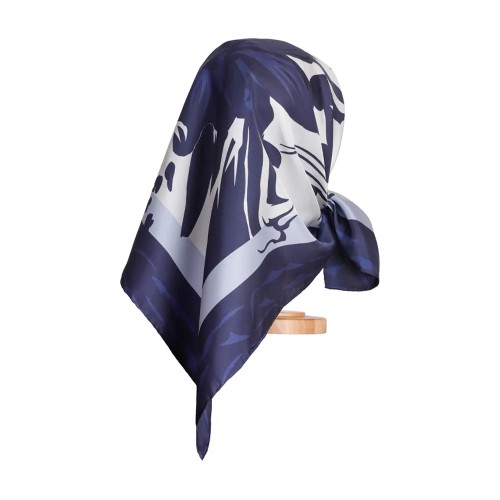 Zerafetim Gölge Desen İpek Twill Eşarp – Lacivert