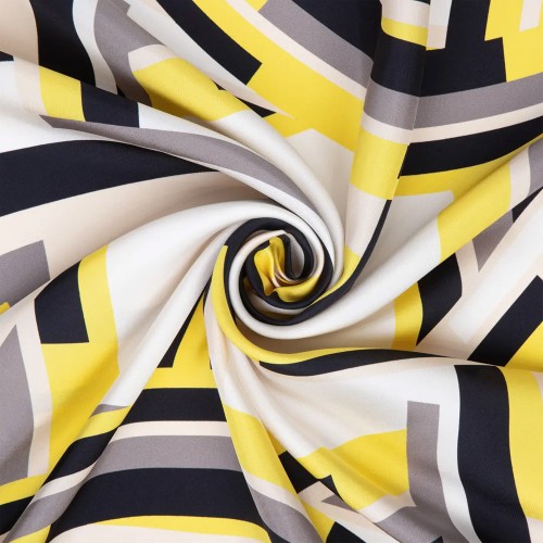 Zerafetim Highway Desen Twill İpek Eşarp – Sarı