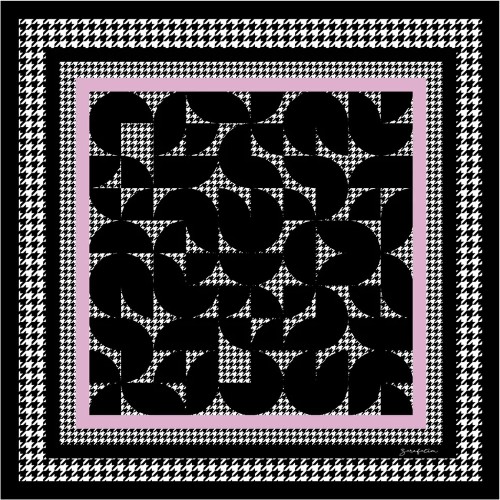 Zerafetim Kazayağı Desen Pembe İpek Twill Eşarp
