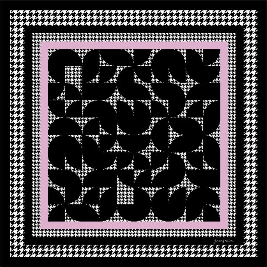 Zerafetim Kazayağı Desen Pembe İpek Twill Eşarp
