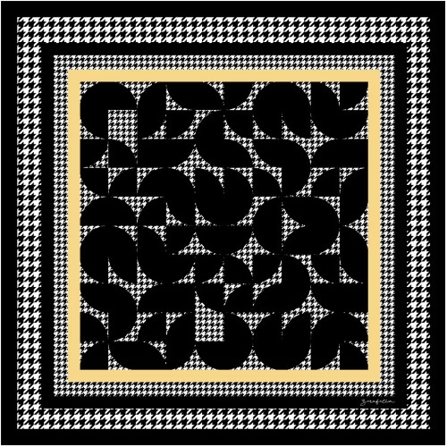 Zerafetim Kazayağı Desen Sarı İpek Twill Eşarp