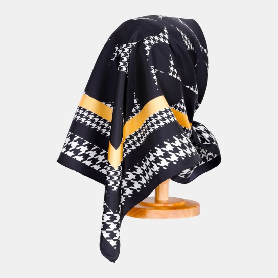 Zerafetim Kazayağı Desen Sarı İpek Twill Eşarp