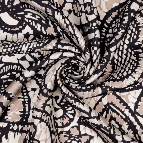 Zerafetim Lace Desen Twill İpek Eşarp – Vizon Siyah