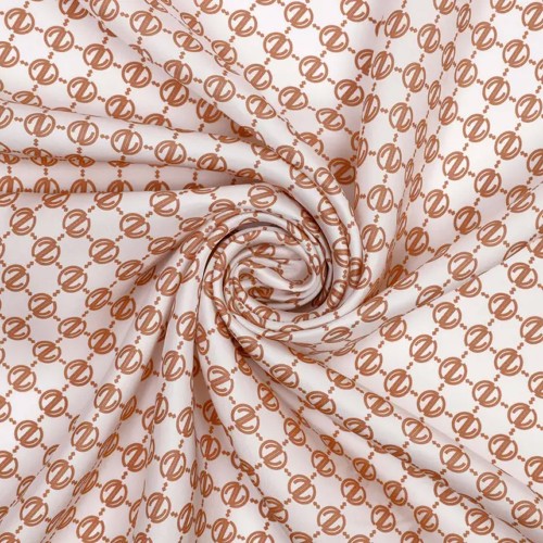 Zerafetim Monogram Z Logo Desen Ekru İpek Twill Eşarp