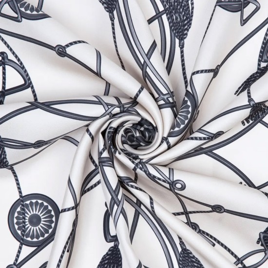 Zerafetim Püsküllü Desen İpek Twill Eşarp - Sarı