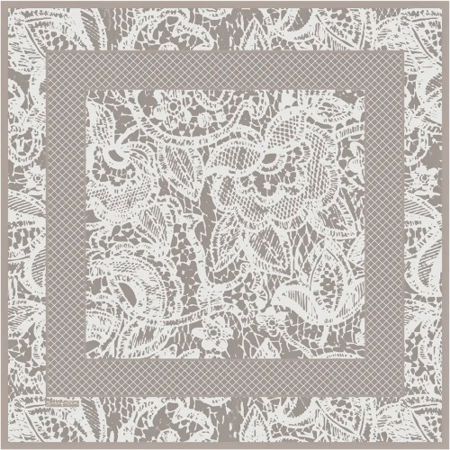 Zerafetim Lace Desen Twill İpek Eşarp – Vizon Bej