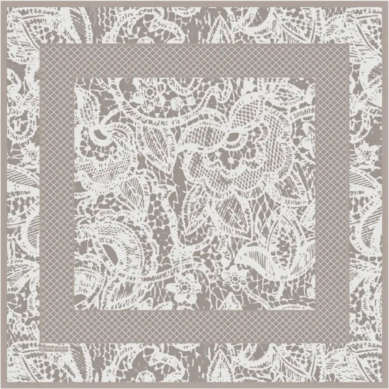 Zerafetim Lace Desen Twill İpek Eşarp – Vizon Bej