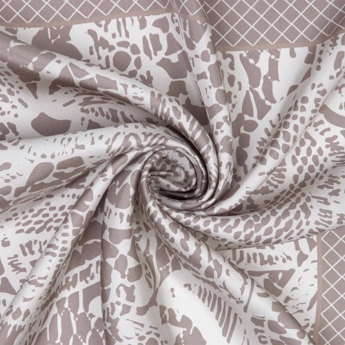 Zerafetim Lace Desen Twill İpek Eşarp – Vizon Bej